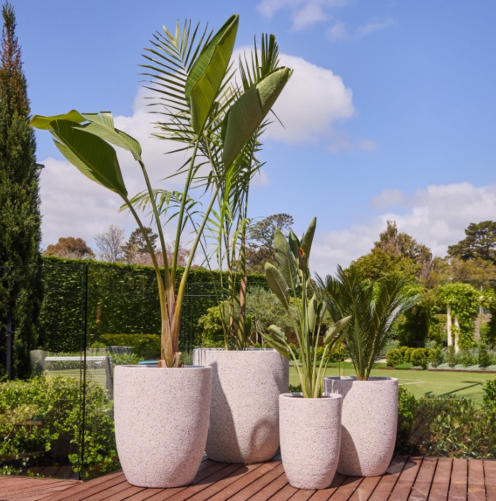 CHAMBERS U POT SET WHITE PEBBLE SEASONAL