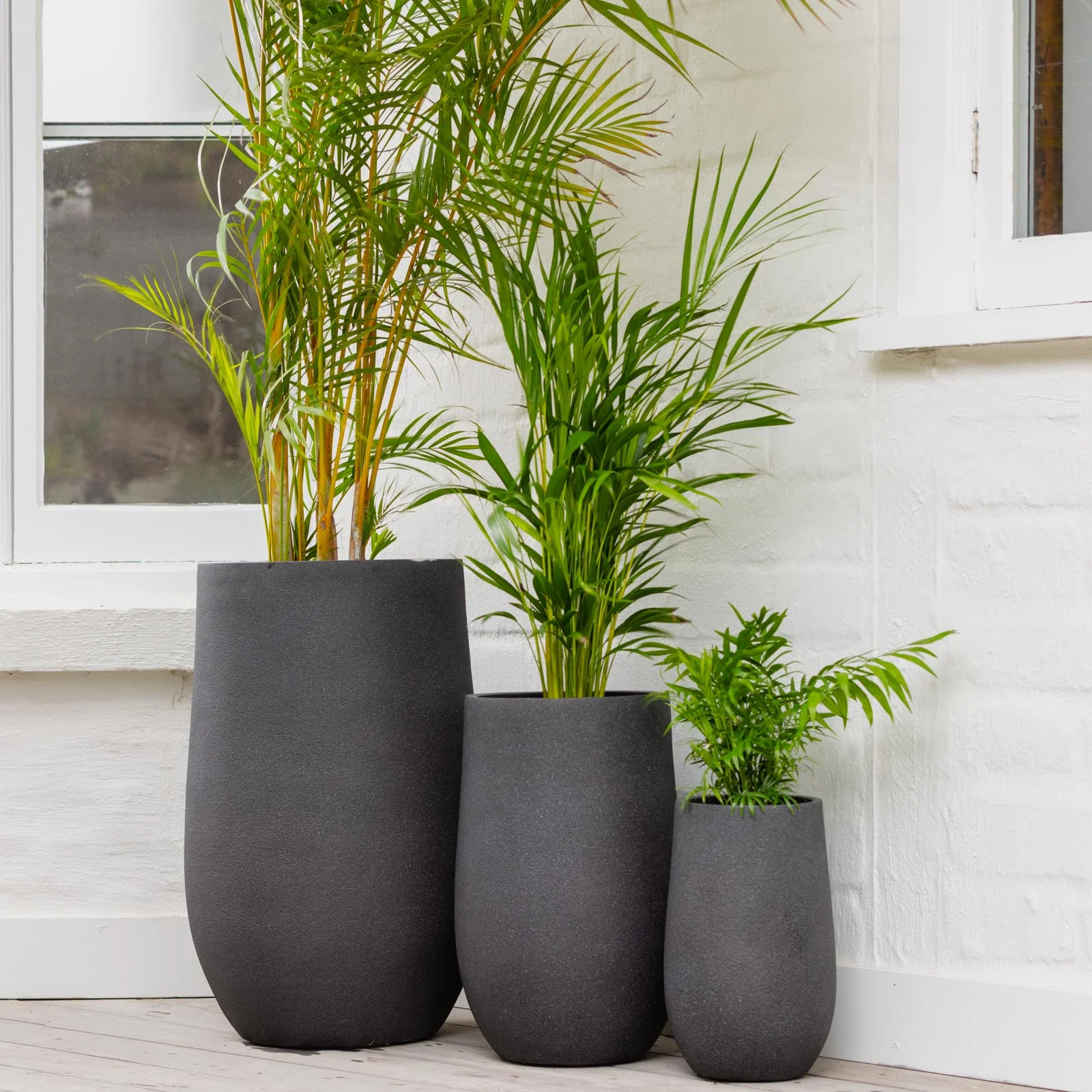 VELLUM TALL U POT SET OF 3 BLACK