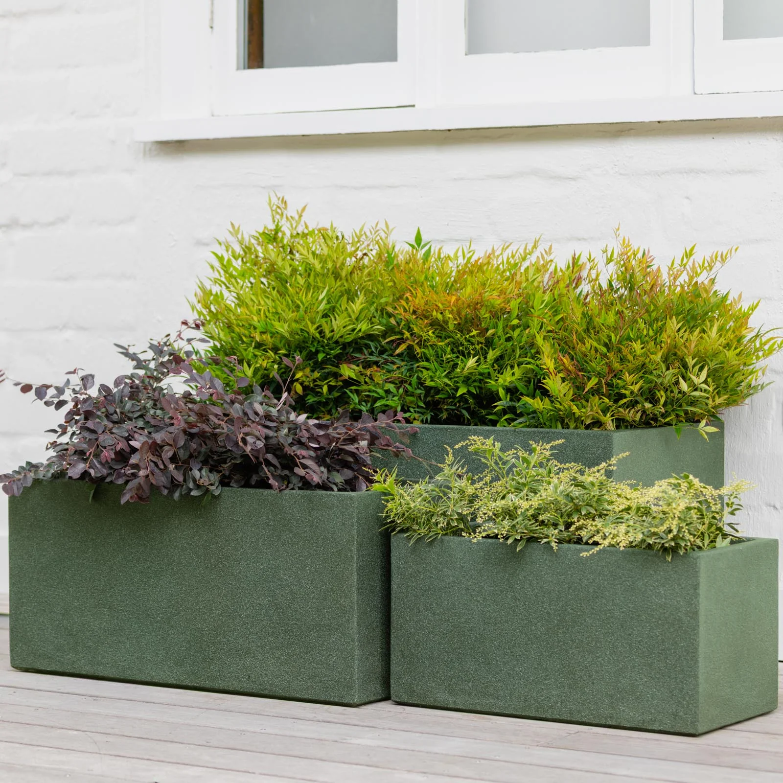 VELLUM TROUGH SET OF 3 GREEN