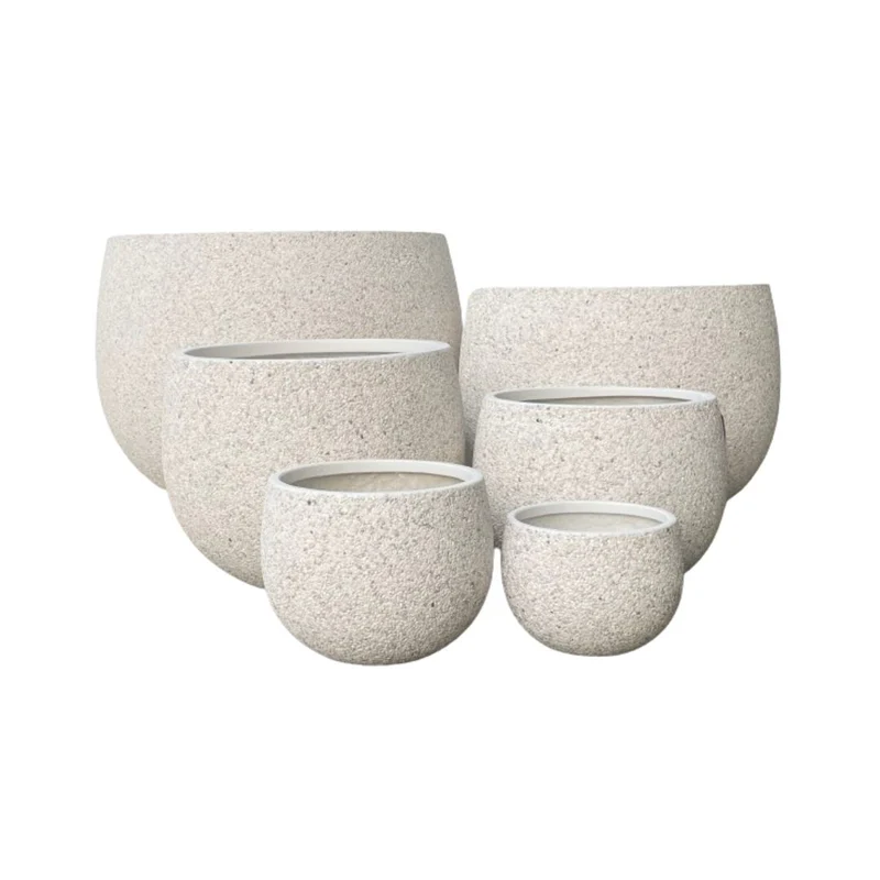 MEGA BELLY POTS SET OF 6 WHITE PEBBLE